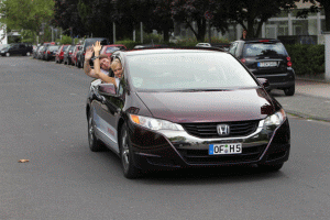 Honda demonstrates the FCX Clarity at the European Youth Parliament's international session.